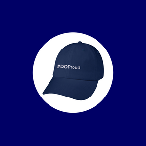 Navy Hat with White #DO Proud Logo